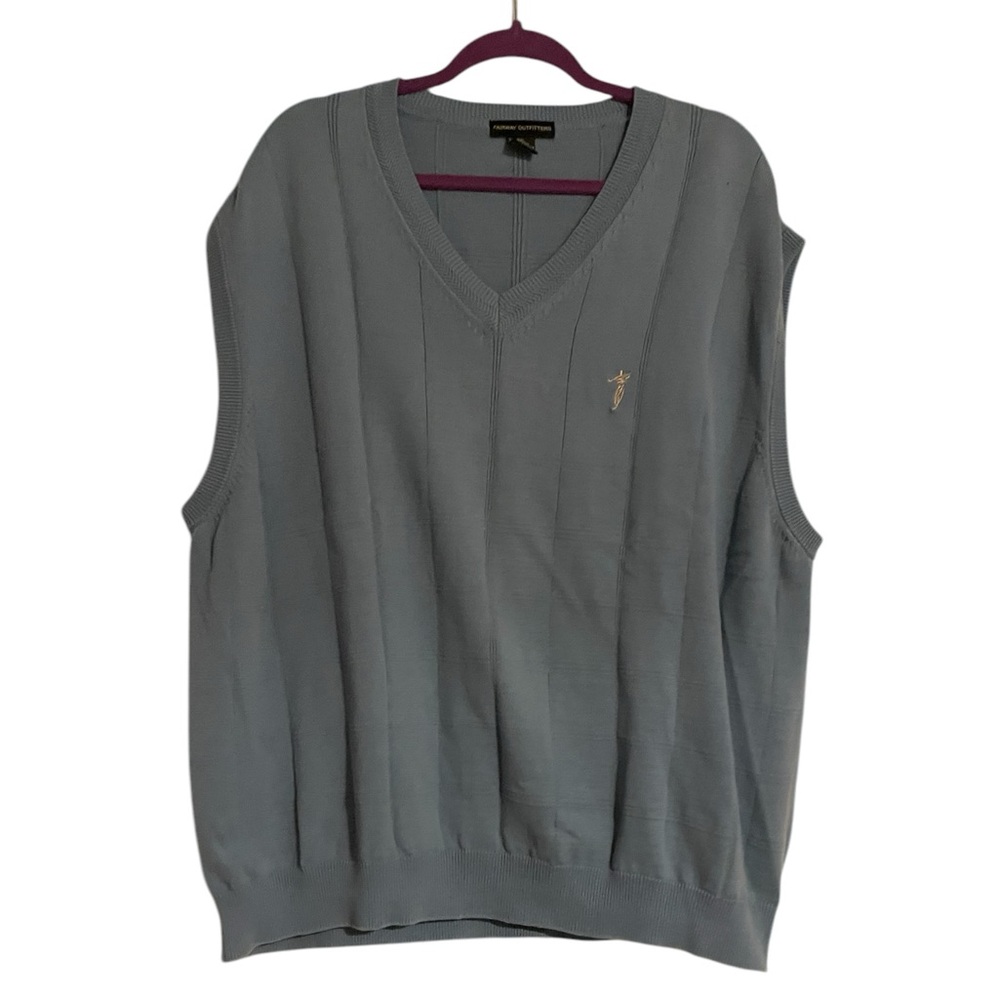 Vintage Fairway Outfitters Men’s Sweater Vest 2XL – 100% Cotton Light Blue -Golf